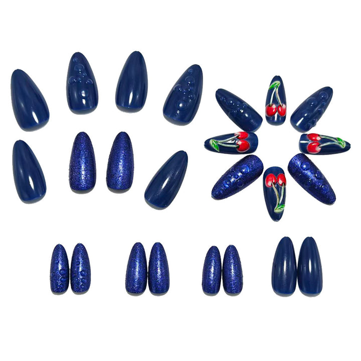 Elegant artificial nails with cherry and water drop design Bowlift