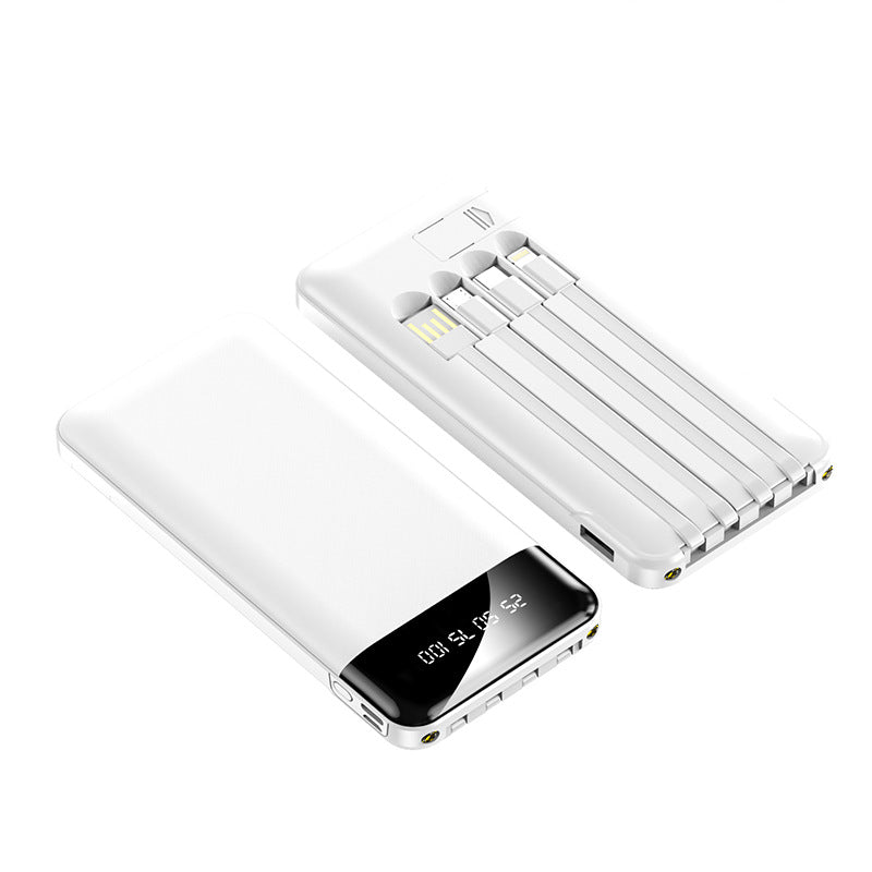 Portable power bank with integrated charging cables and digital display Bowlift