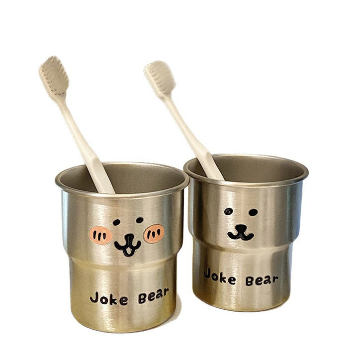 Noble stainless steel cup with cute bear motif Bowlift