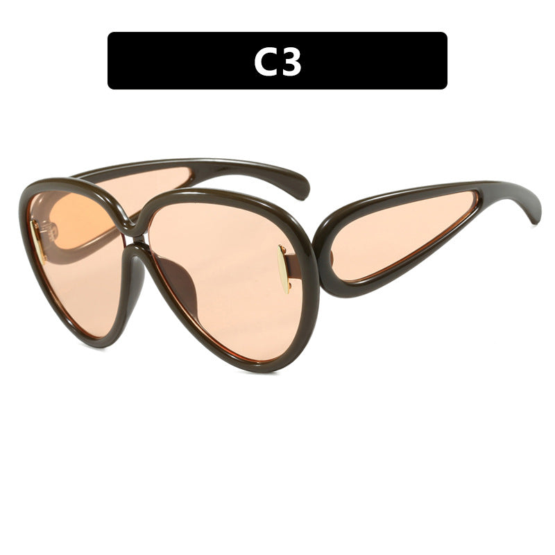 Women extravagant sunglasses in creative design Bowlift