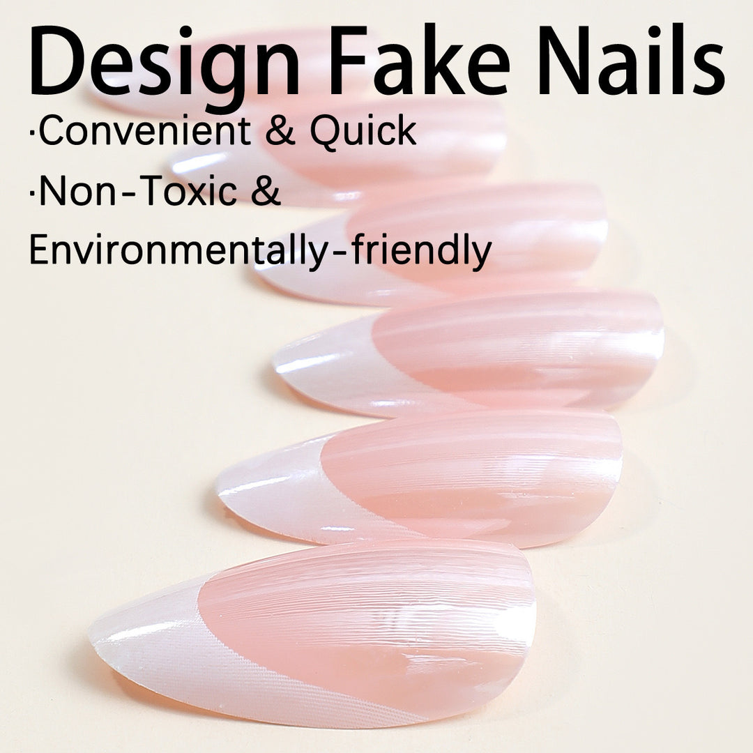 Artificial nail model with elegant French design Bowlift