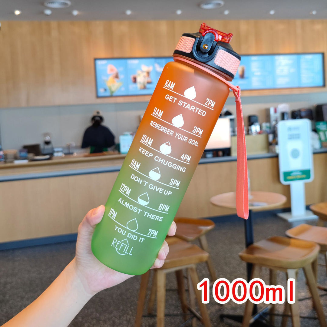 Ladies motivating water bottle with time markings Bowlift