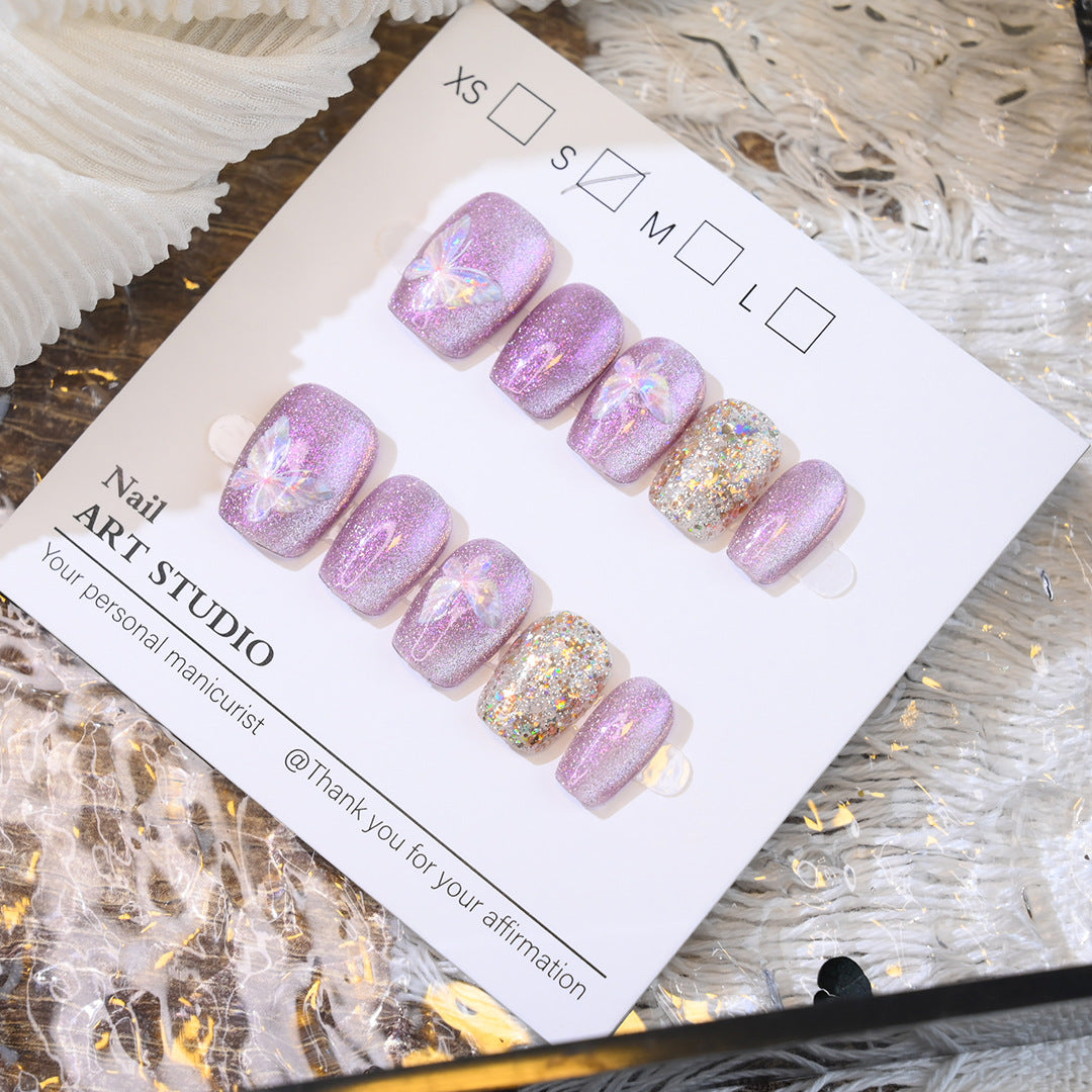 Glitter Butterfly Press-On Nail Set Bowlift