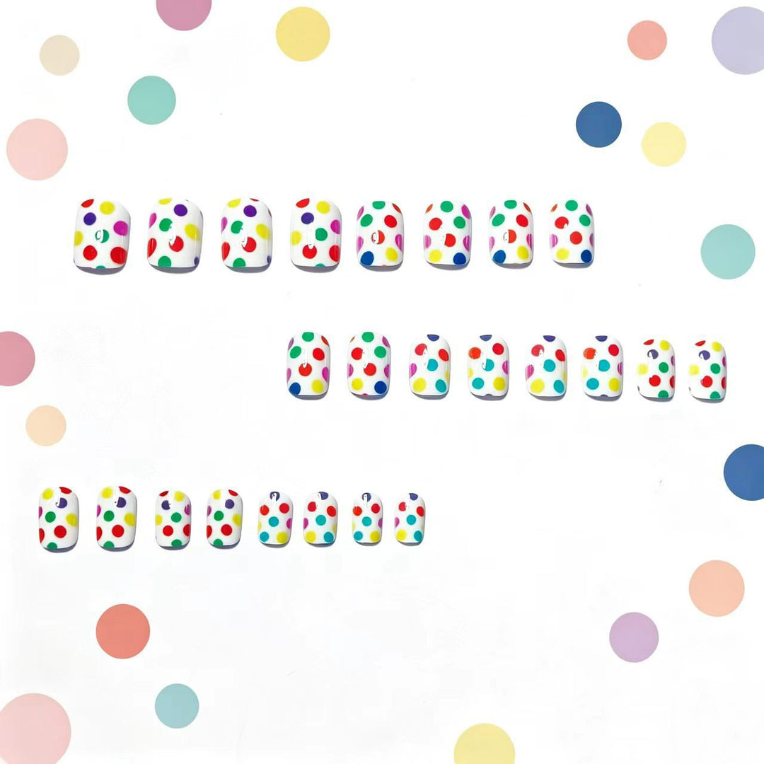 Artificial Nails in Colorful Polka Dot Pattern Bowlift