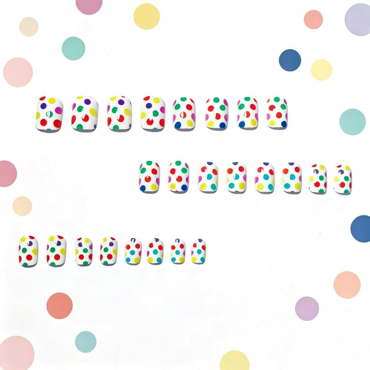 Artificial Nails in Colorful Polka Dot Pattern Bowlift