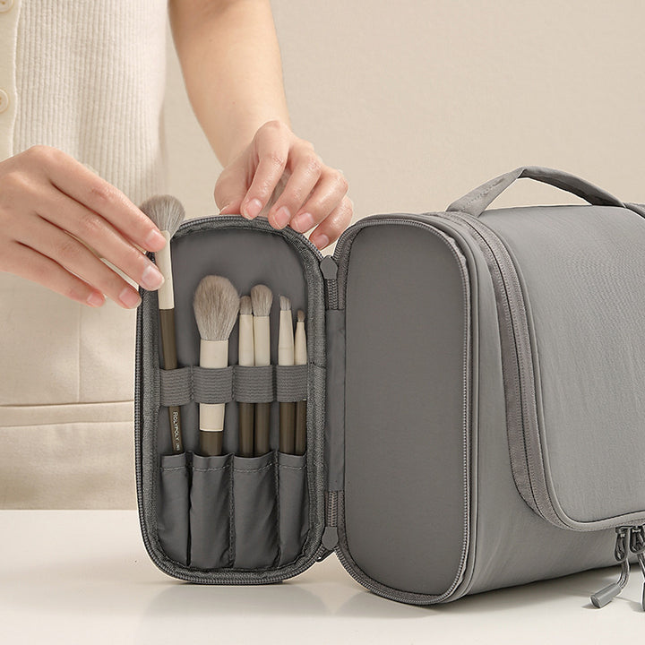 Travel toiletry organizer bag with hanging hook multi compartment dopp kit Bowlift