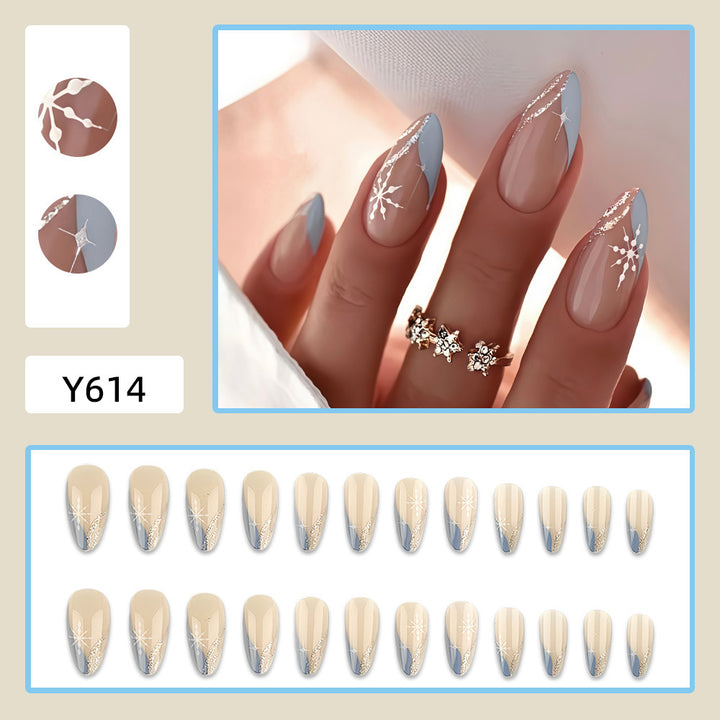 Artistic nail embellishment with snowflake accents Bowlift