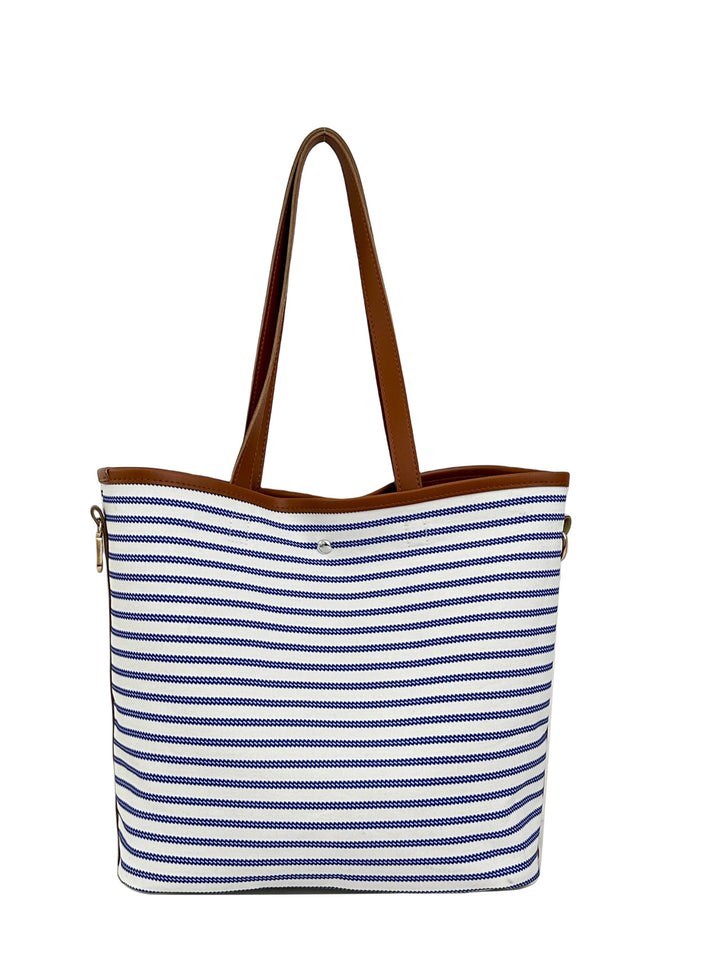 WoStriped Canvas Beach Tote Bag Bowlift