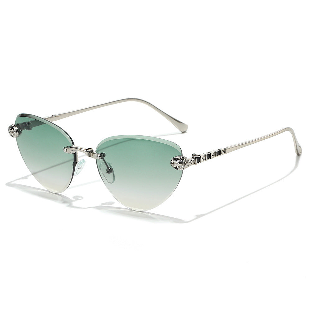 Designer Cat-Eye Sunglasses with Decorative Accents Bowlift