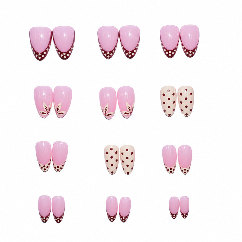 Elegant artificial nails with floral and dotted design Bowlift