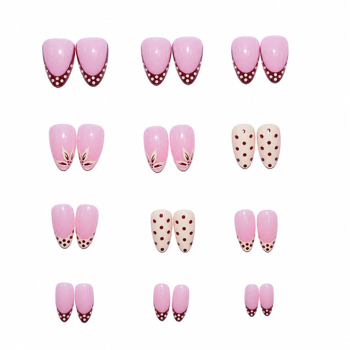 Elegant artificial nails with floral and dotted design Bowlift