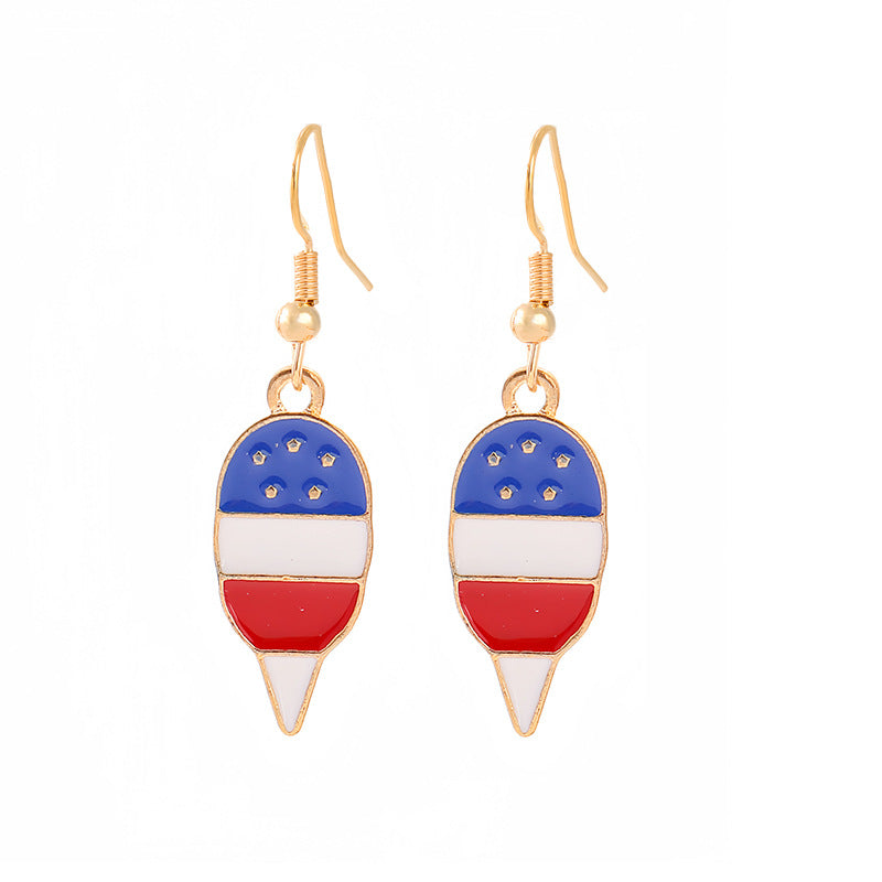 Ladies enamel earrings horseshoe with star stripe motif Bowlift