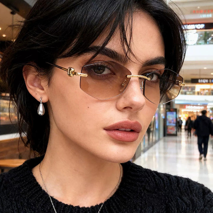 Women's fashionable sunglasses with hexagonal frame and luxurious accents Bowlift