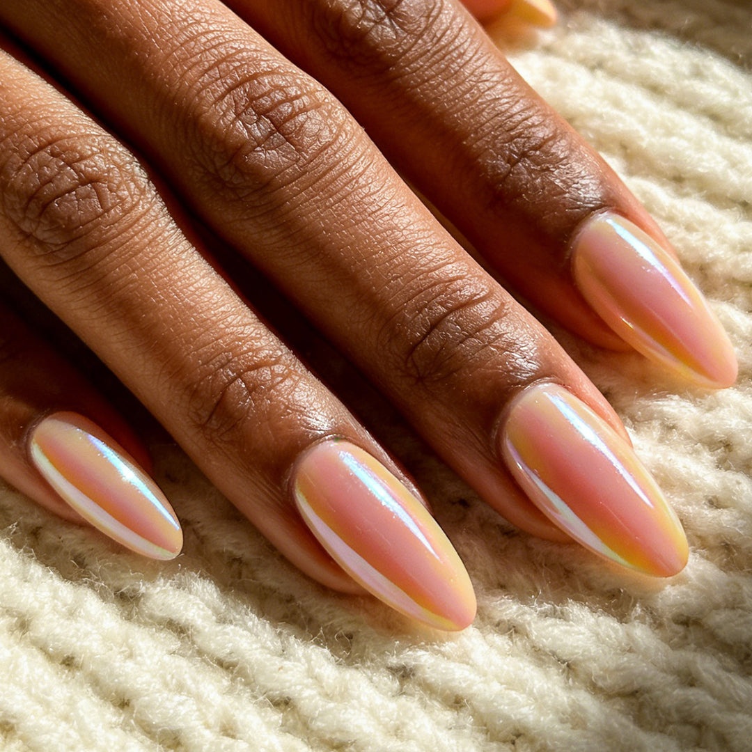 Iridescent Almond Shape Press-On Nails Bowlift