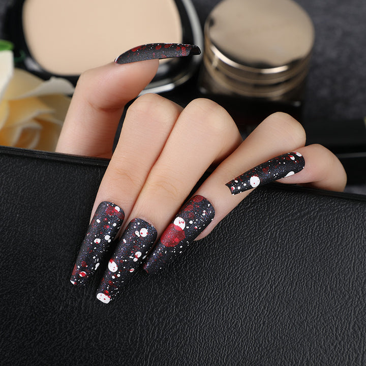 Artistic splatter design artificial nails Bowlift