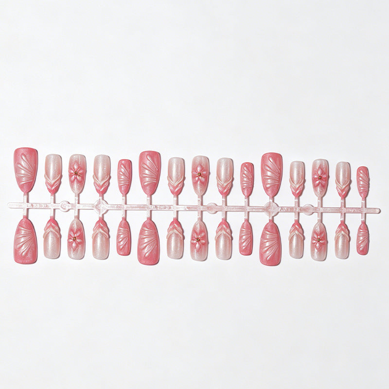 Artistic Floral Press-On Nail Set Bowlift