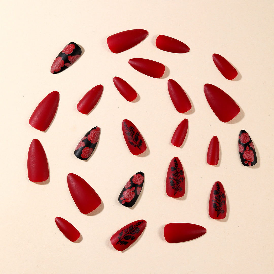 Floral Matte Acrylic Nail Set Bowlift
