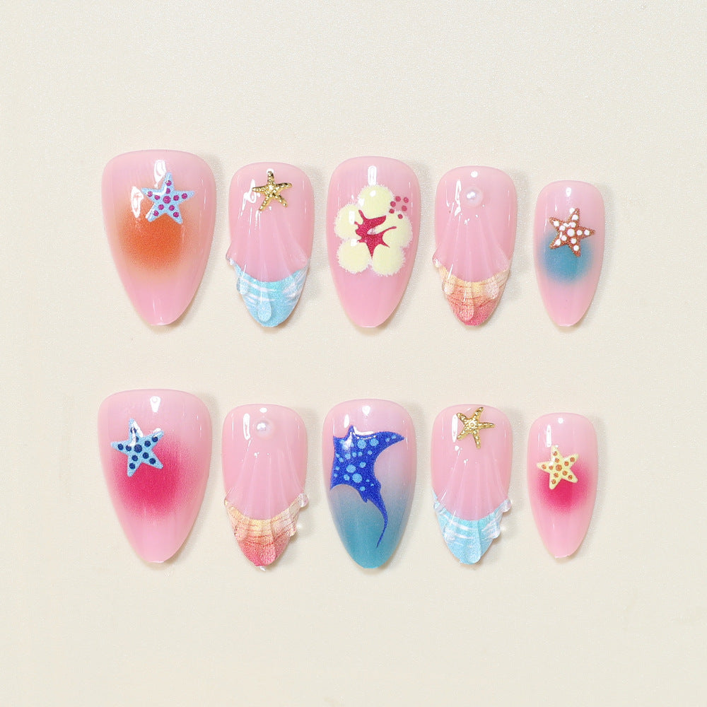 Artistic Ocean-Inspired Press-On Nail Art Bowlift