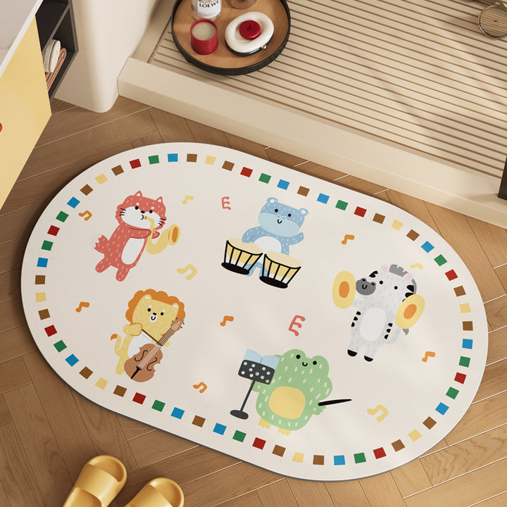 Playful Cartoon Animal Area Mat Bowlift