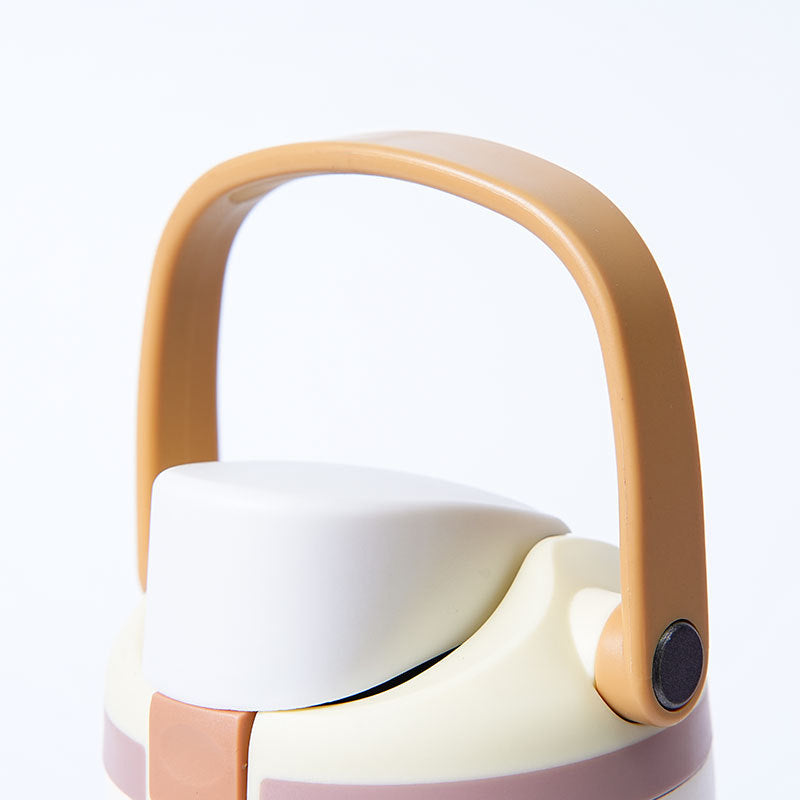 Unisex double-walled vacuum drinking bottle made of stainless steel with one-handed click closure and carrying handle Bowlift
