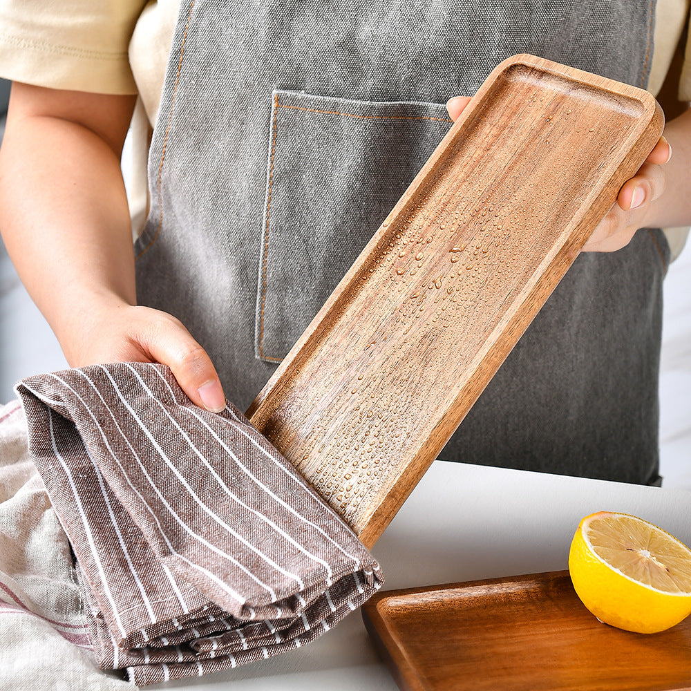 Elegant wooden serving tray with raised edge Bowlift