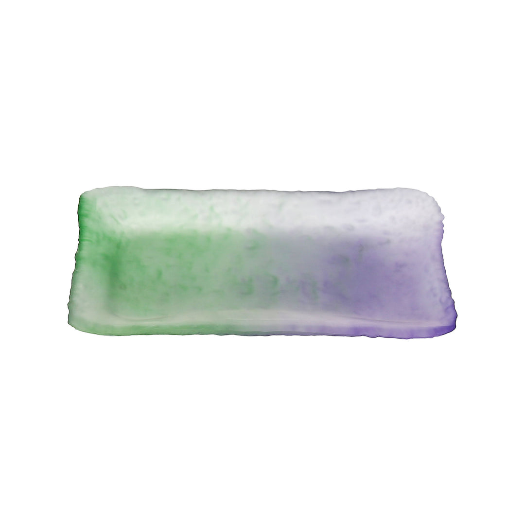 Handcrafted rectangular resin serving platter with textured rim and shallow depth Bowlift