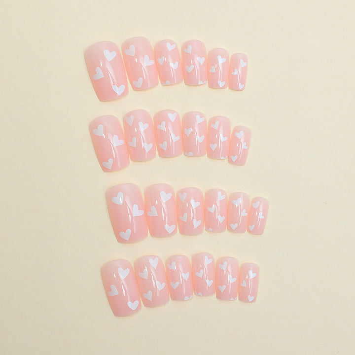 Heart-Themed Full Cover Press-On Nails Bowlift