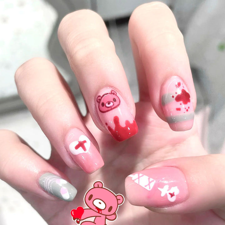 Whimsical Character-Themed Press-On Nail Art Set Bowlift
