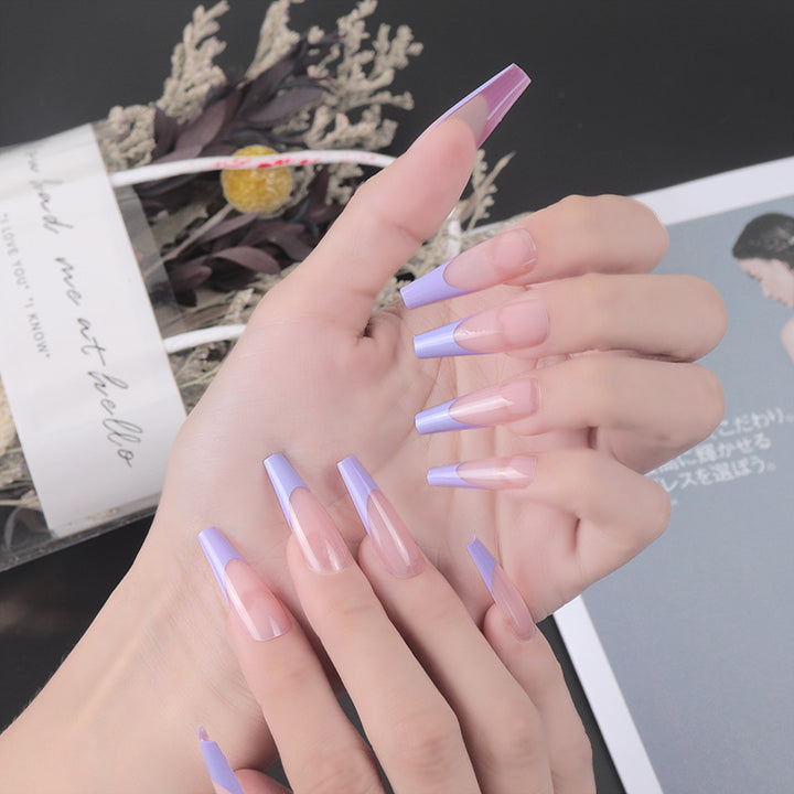 Elegant Stiletto Press-On Nail Set with Two-Tone Design Bowlift