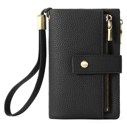 Compact Pebbled Leather Wristlet Wallet Bowlift