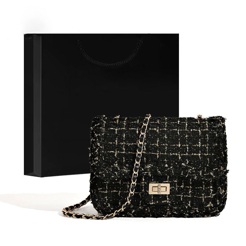 Elegant Tweed Crossbody Bag Bowlift