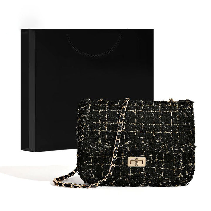 Elegant Tweed Crossbody Bag Bowlift