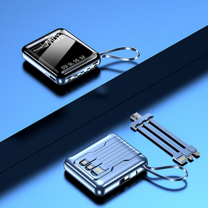 Portable power bank with digital power display and multifunctional cable Bowlift