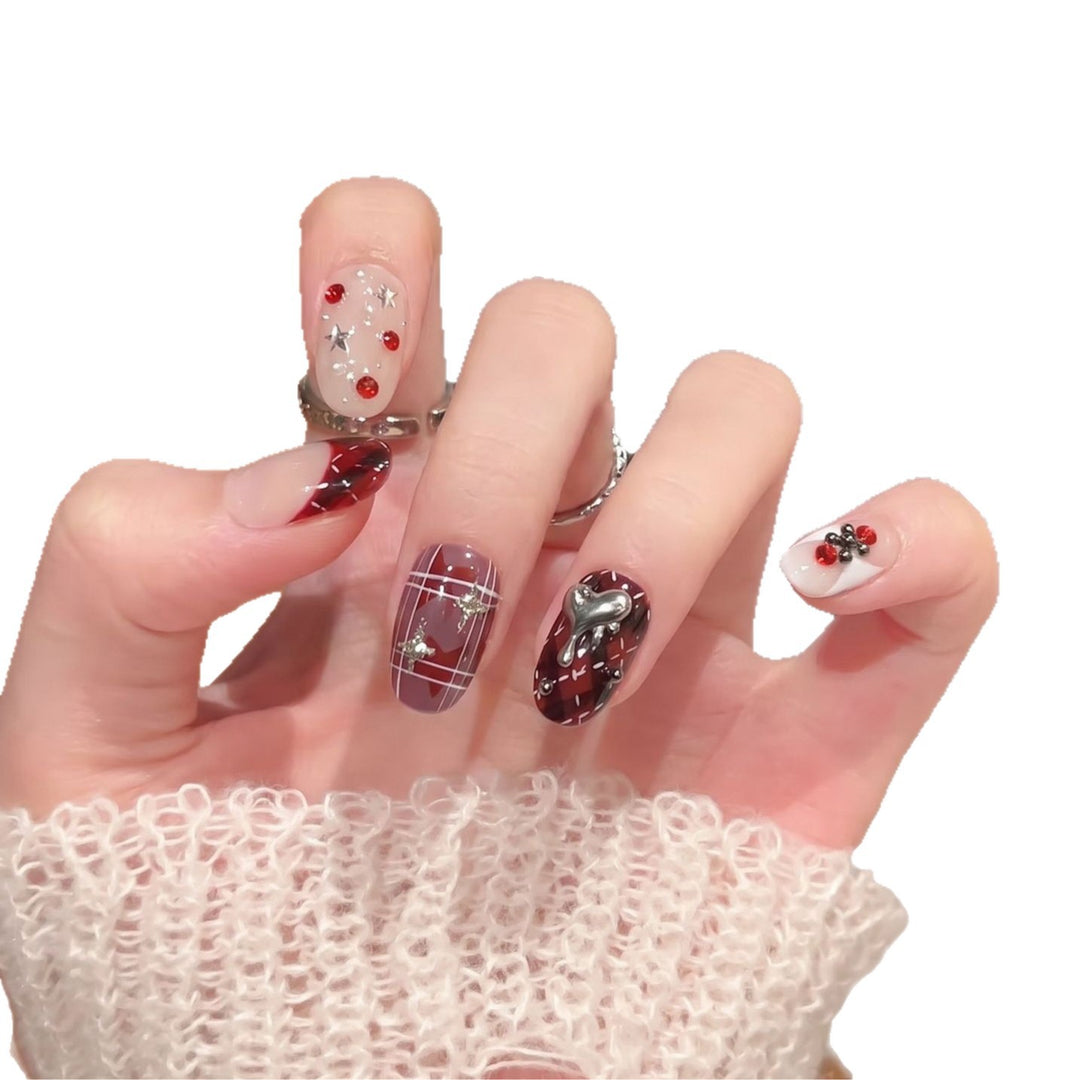 Artistic Press-On Nail Set with Charming Designs Bowlift