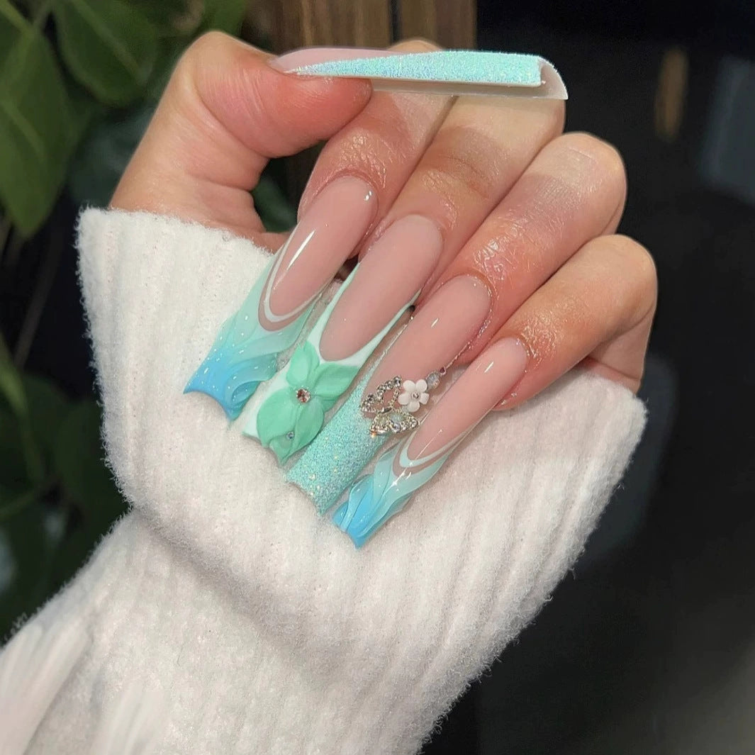 Decorative Long Press-On Nail Extensions Bowlift