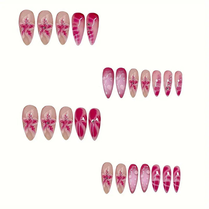 Luxurious Floral Acrylic Nail Art Extensions Bowlift