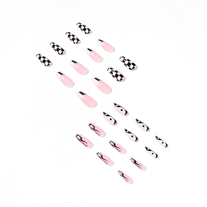 Artificial nail art with modern graphic design Bowlift