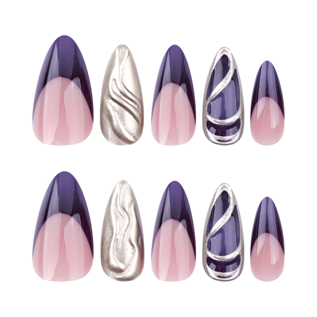 Artful stiletto nails with elegant gold and ombre design Bowlift