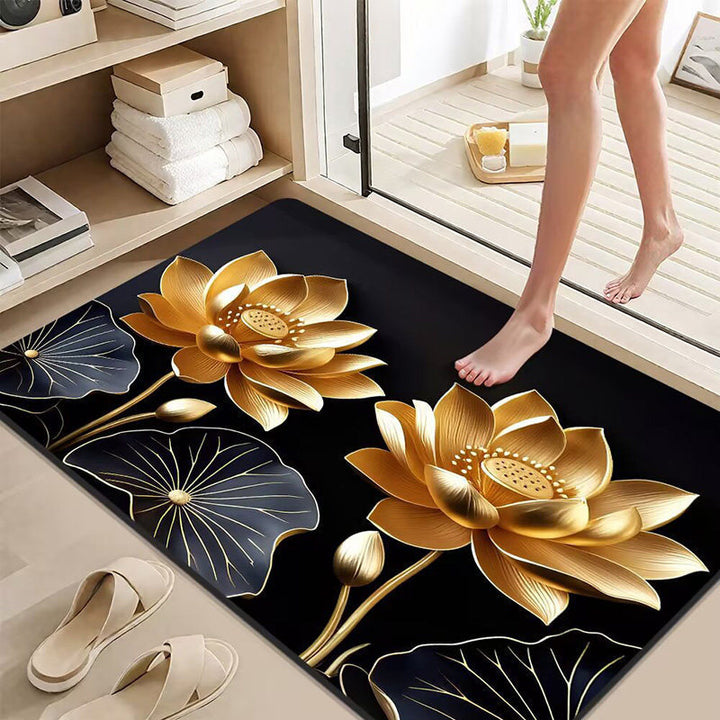 Elegant Lotus Flower Bath Mat Bowlift