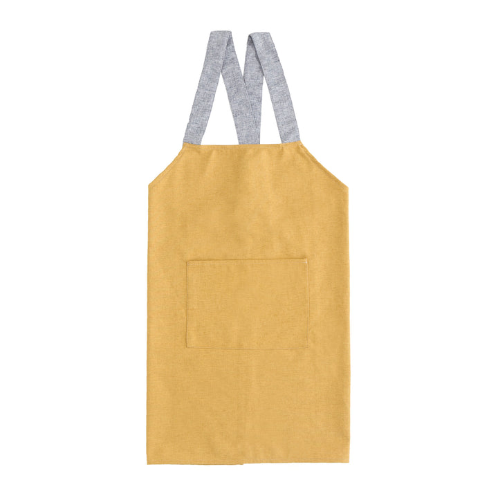 Adjustable canvas apron with wide contrast straps and applied front pocket Bowlift
