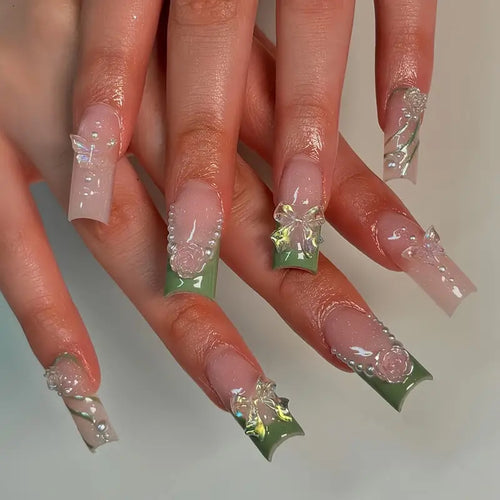 Decorative Acrylic Floral Press-On Nail Art Bowlift