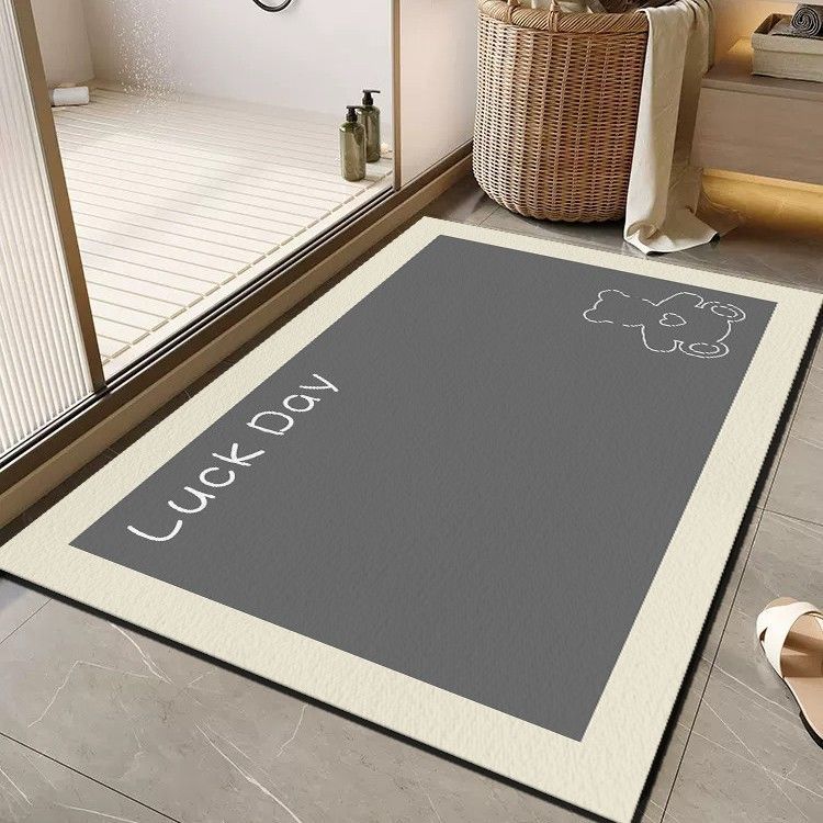Cheerful Floral Message Bath Mat Bowlift