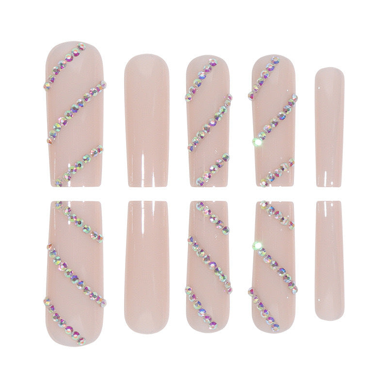Acrylic nail set with sparkling rhinestone accents Bowlift