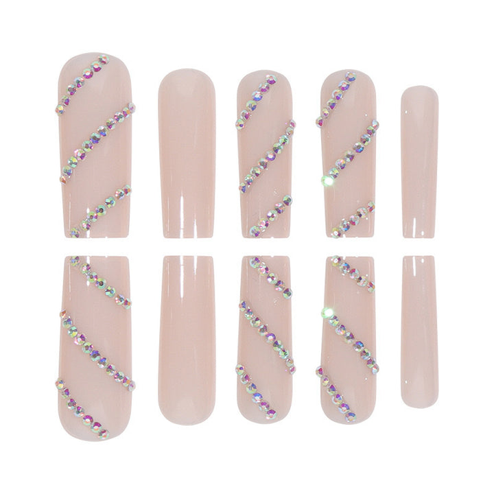 Acrylic nail set with sparkling rhinestone accents Bowlift