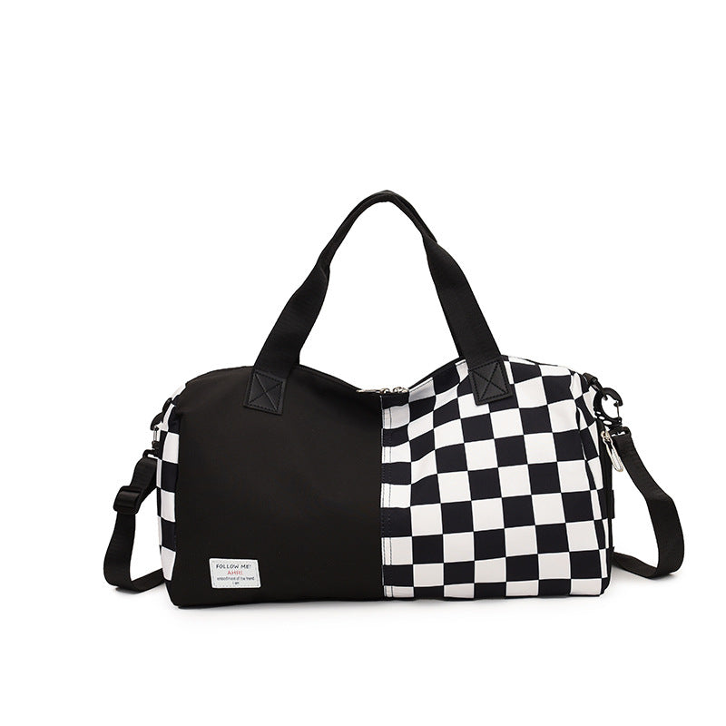 Checkered Pattern Durable Travel Duffel