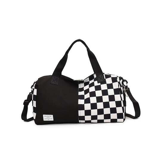 Checkered Pattern Durable Travel Duffel