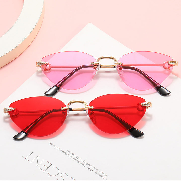 Women Futuristic Half-Frame Sunglasses Bowlift
