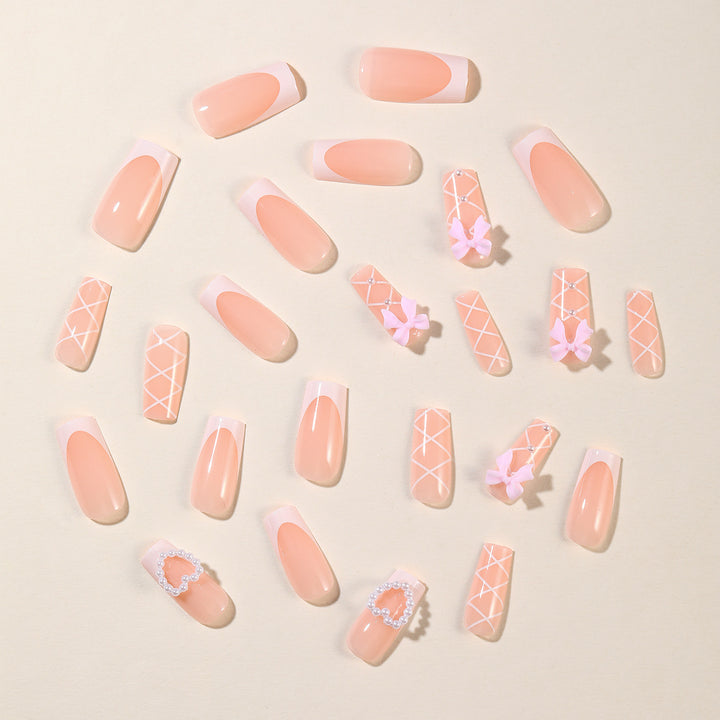 Decorative Heart-Accent Acrylic Nail Art Extensions Bowlift