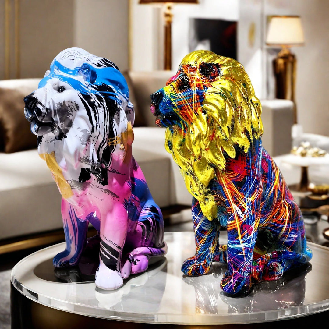 Colorful Lions Sculpture Bowlift