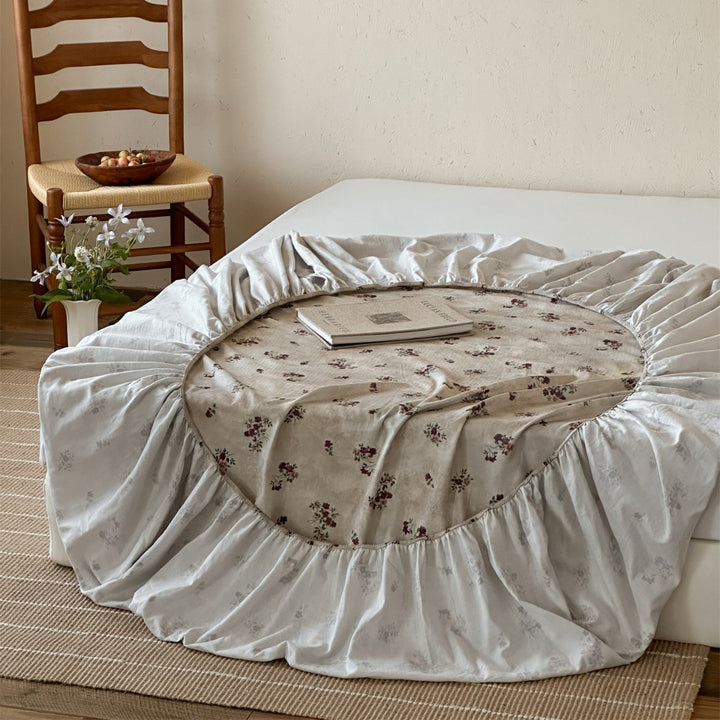 Printed Cotton Percale Fitted Sheet and Pillowcase Set